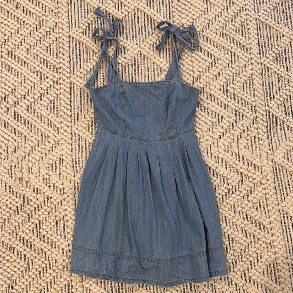 Blue Denim Dress with Tie Straps